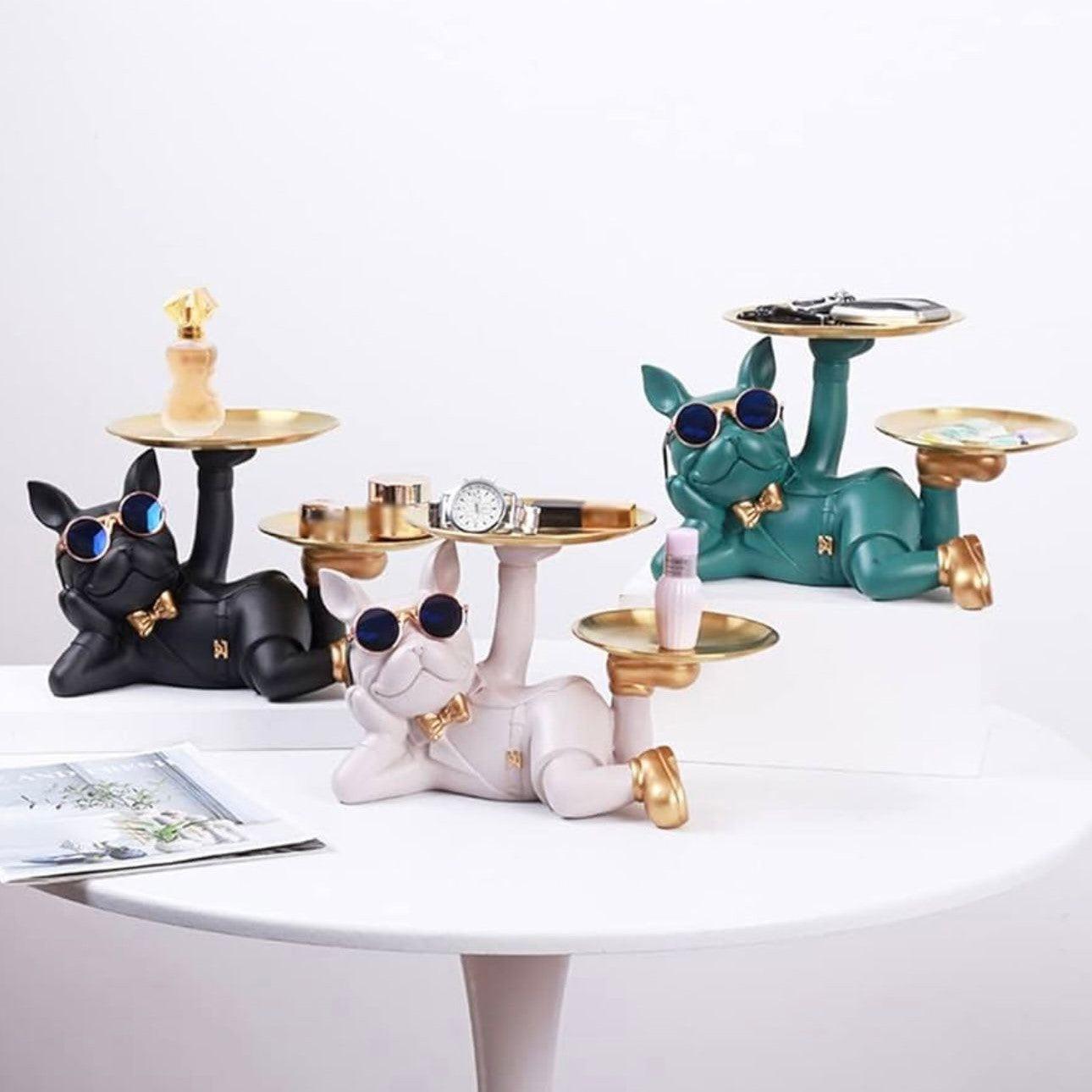 STYLISH FRENCH BULLDOG DOUBLE TRAY HOLDER LYING